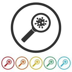 Magnifying glass ring icon isolated on white background  color set