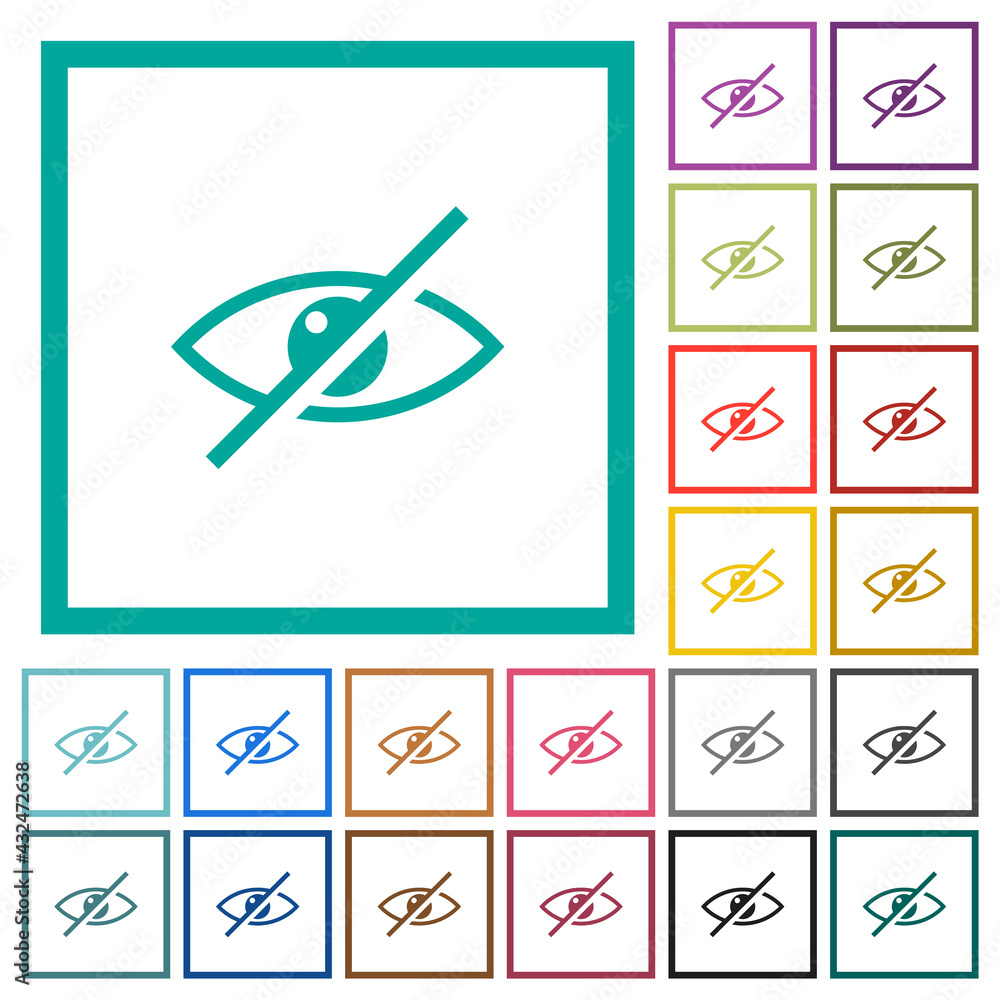 Poster visually impaired flat color icons in circle shape outlines
