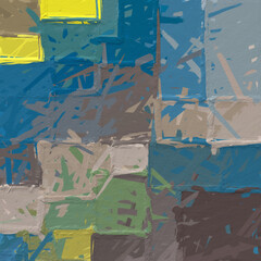 blue yellow grey color block pattern abstract background  with brush stroke texture 