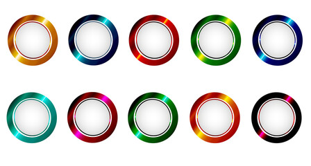 Elements for infographics. Round buttons. Multicolored gradients. Template.
Volumetric colored circles. Vector stock illustration. White background.