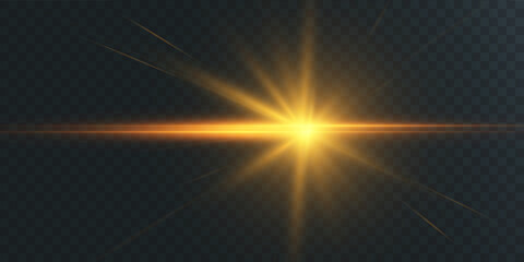 Bright light effect with rays and highlights for vector illustration.