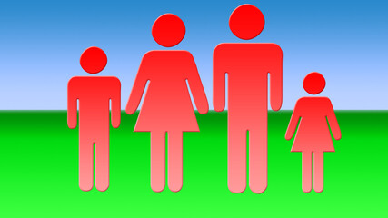 happy family texture stock photos with blue sky and green land background