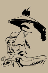 Sherlock holmes and doctor watson sketch vector illustration