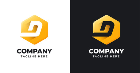 Letter logo D design template with geometric shape design vector illustration