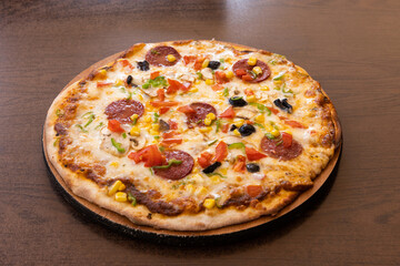 Fresh Italian pizza out of the oven
