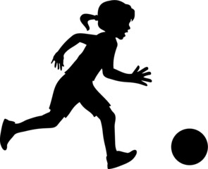 Vector illustration of the girl playing soccer silhouette