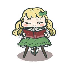 本を読む少女（金色）