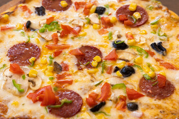 Fresh Italian pizza out of the oven