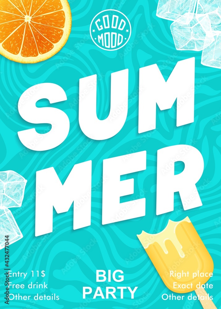 Wall mural Bright and modern Summer party poster. Vector graphics