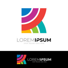 K logo with colorful design vector, flat icon, square logo