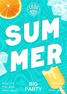 Bright and modern Summer party poster. Vector graphics