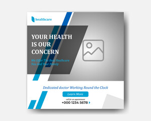 creative mind blowing health care social media post template.