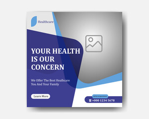 creative mind blowing health care social media post template.
