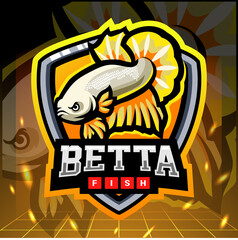 Yellow betta fish mascot. esport logo design