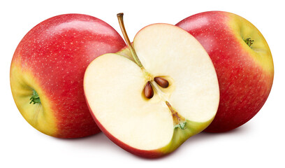 Fresh apple fruit. Red apple isolated on white background. Apple with clipping path