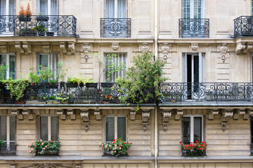 Exterior of a retro apartment building in Paris