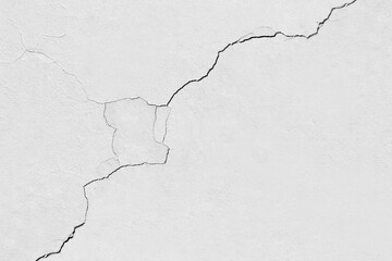 The cleaned white wall with pattern soft cracks from corner to opposite as background