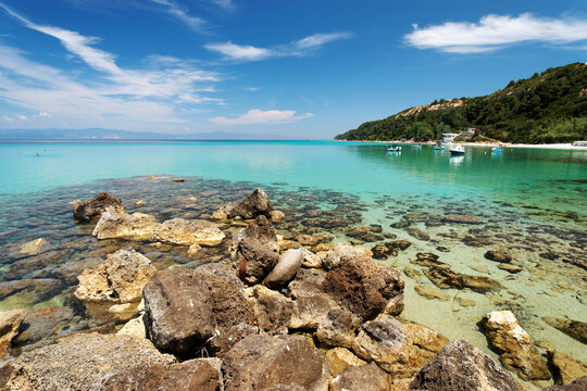Beautiful beach on the east coast of Sithonia peninsula, Halkidiki, Greece, Europe