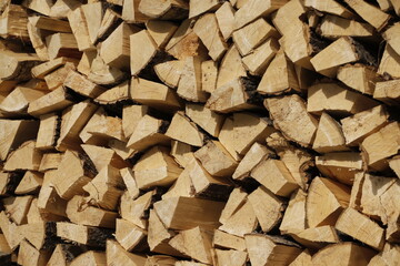 Firewood ridge in the countryside