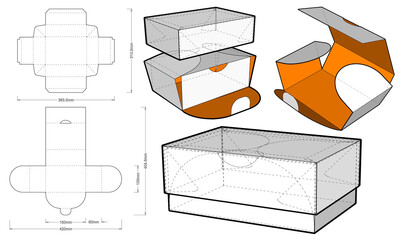 Gift box (Internal measurement 15x10x6cm) and Die-cut Pattern. Ease of assembly, no need for glue. The .eps file is full scale and fully functional. Prepared for real cardboard production.