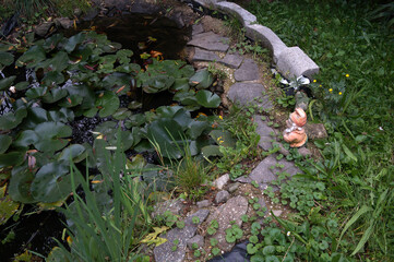 Small ornamental pond on the plot of land