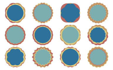 丸型・円形のお花のようなフレームセット　ブルー・ブラウン・ベージュ系