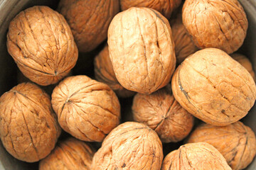 Background of fresh walnuts