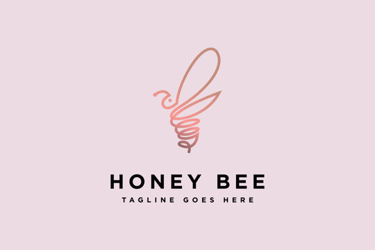 Honey Bee logo design inspiration for honey company,conceptual vector illustration
