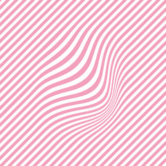 Curved wavy lines. Pink pattern with flowing stripes. Optical minimalistic background. Template of vector design