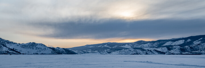 Sunset panorama on Lake Baikal