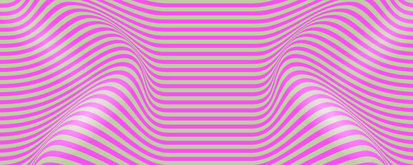Curved wavy pink lines. Optical pattern with flowing stripes. Halftone abstract background. Distorted shapes. Vector minimalistic design template