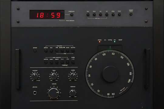 analog audio hi-end stereo amplifier, quartz stereo tuner, stereo cassette tape desk