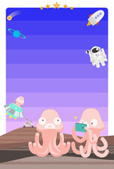 Pop illustration background with the image of Martians