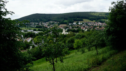 Fototapeta na wymiar Blick auf die Innenstadt von Kulmbach von der Plassenburg, Franken