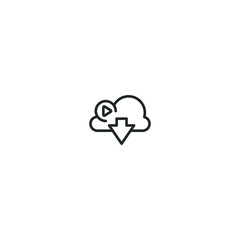 Cloud storage, video download - outline icon 