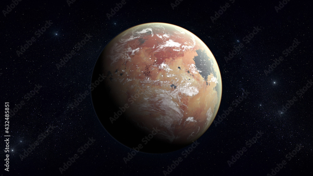 Canvas Prints Exoplanet Earth analog in deep outer space. Atmosphere and clouds.