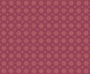 シームレスで古風な花柄パターン、幾何学的デザインの植物、赤