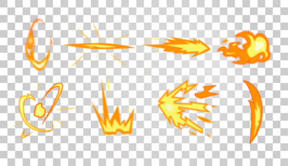 A set of fire effects. Fire effects on png background