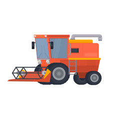 Combine harvester. Agricultural machinery, vector illustration
