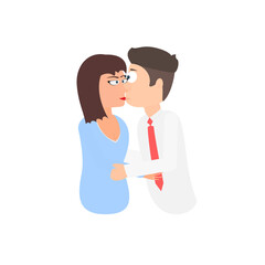 Kiss. A couple in love, vector illustration