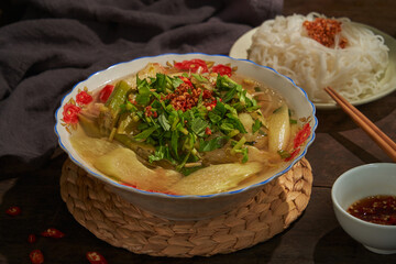 Vietnamese food vintage style - Hot sour soup - Canh chua