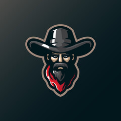 Cowboy mascot logo design vector with modern illustration concept style for badge, emblem and t shirt printing. Cowboy head illustration.