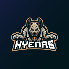 Hyena mascot logo design vector with modern illustration concept style for badge, emblem and t shirt printing. Angry hyena illustration for sport and esport team.