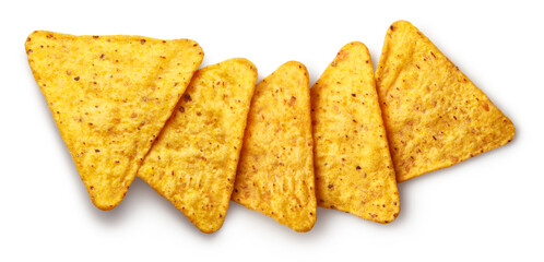 Delicious nachos chips, isolated on white background