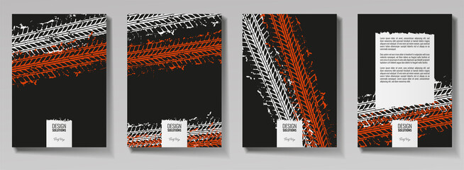 Сover design set. Tracks. For background page, brochure template, booklet, flyer.
