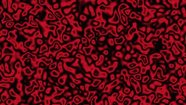 3d rendering of a short plane of a biscous mass of deformed cells joining and deforming each other in red color creating an abstract background of unicellular living beings 