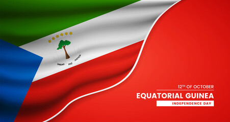 Abstract independence day of Equatorial Guinea background with elegant fabric flag and typographic illustration