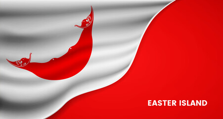 Abstract national day of Easter Island background with elegant fabric flag and typographic illustration