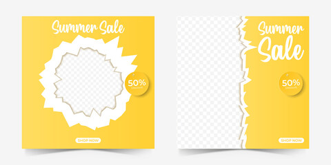summer sale social media template. editable square social media post for promotion. 3d illustration