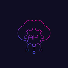 Cloud API line icon, vector
